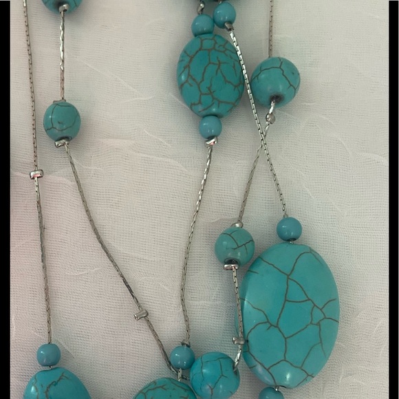 Blue aqua Costume stone Jewelry 3 tier 11.5” - Picture 6 of 10